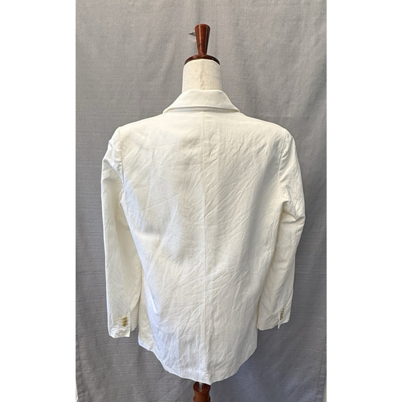 Everlane Linen Blazer Jacket Womens Size 8 Ivory Oversized Stretch Office - Picture 2 of 8